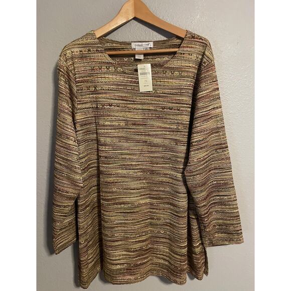 Coldwater Creek Light Sweater Womens 2X Multicolor Space Dye A Line Tunic NEW - Picture 1 of 8